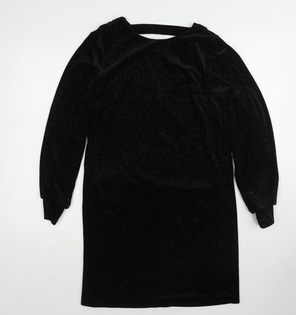 NEXT Womens Black Polyester Jumper Dress Size 8 Round Neck Pullover