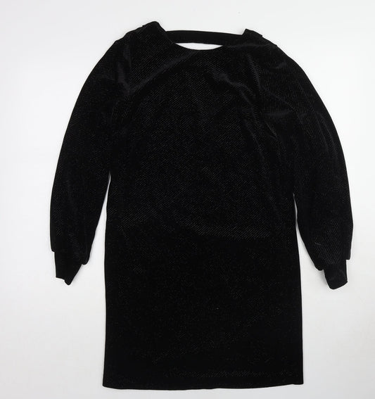 NEXT Womens Black Polyester Jumper Dress Size 8 Round Neck Pullover