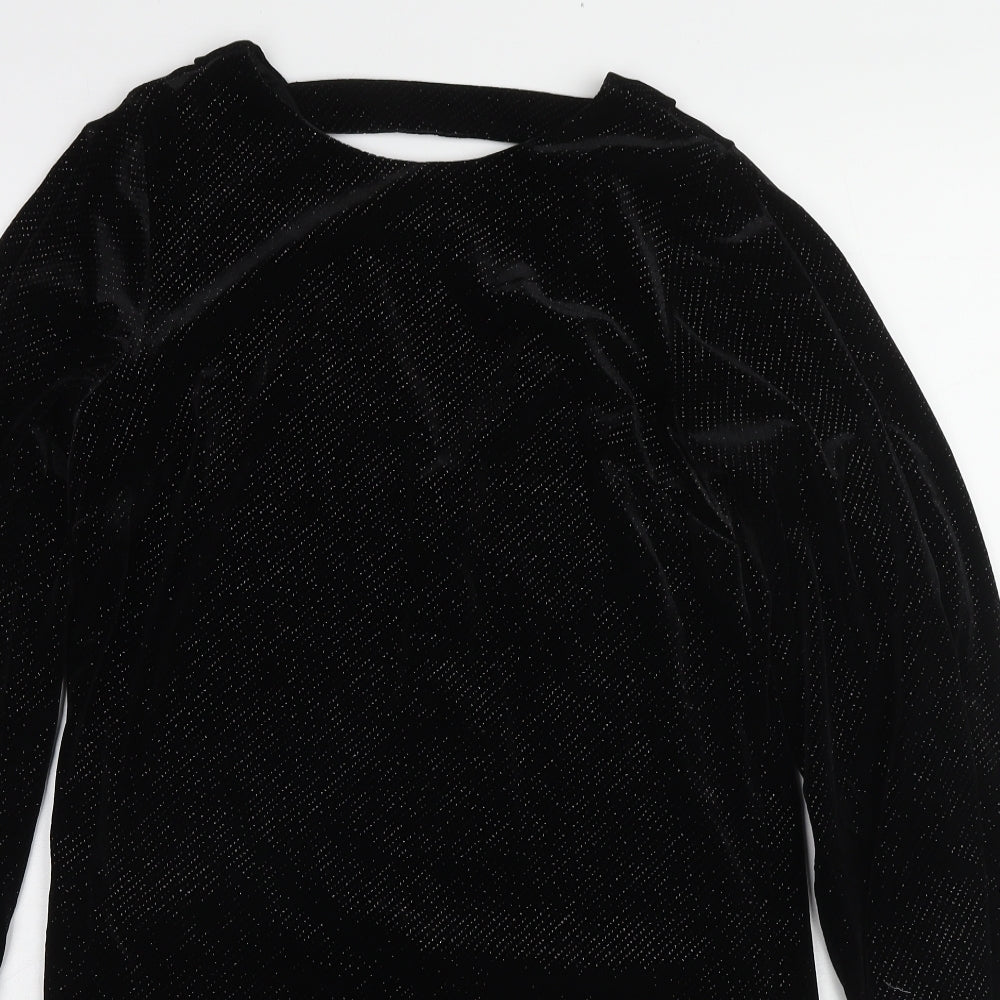 NEXT Womens Black Polyester Jumper Dress Size 8 Round Neck Pullover