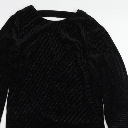 NEXT Womens Black Polyester Jumper Dress Size 8 Round Neck Pullover