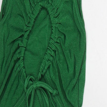 PRETTYLITTLETHING Womens Green Polyester Bodysuit One-Piece Size 8 Snap - Cut Out Back Detail