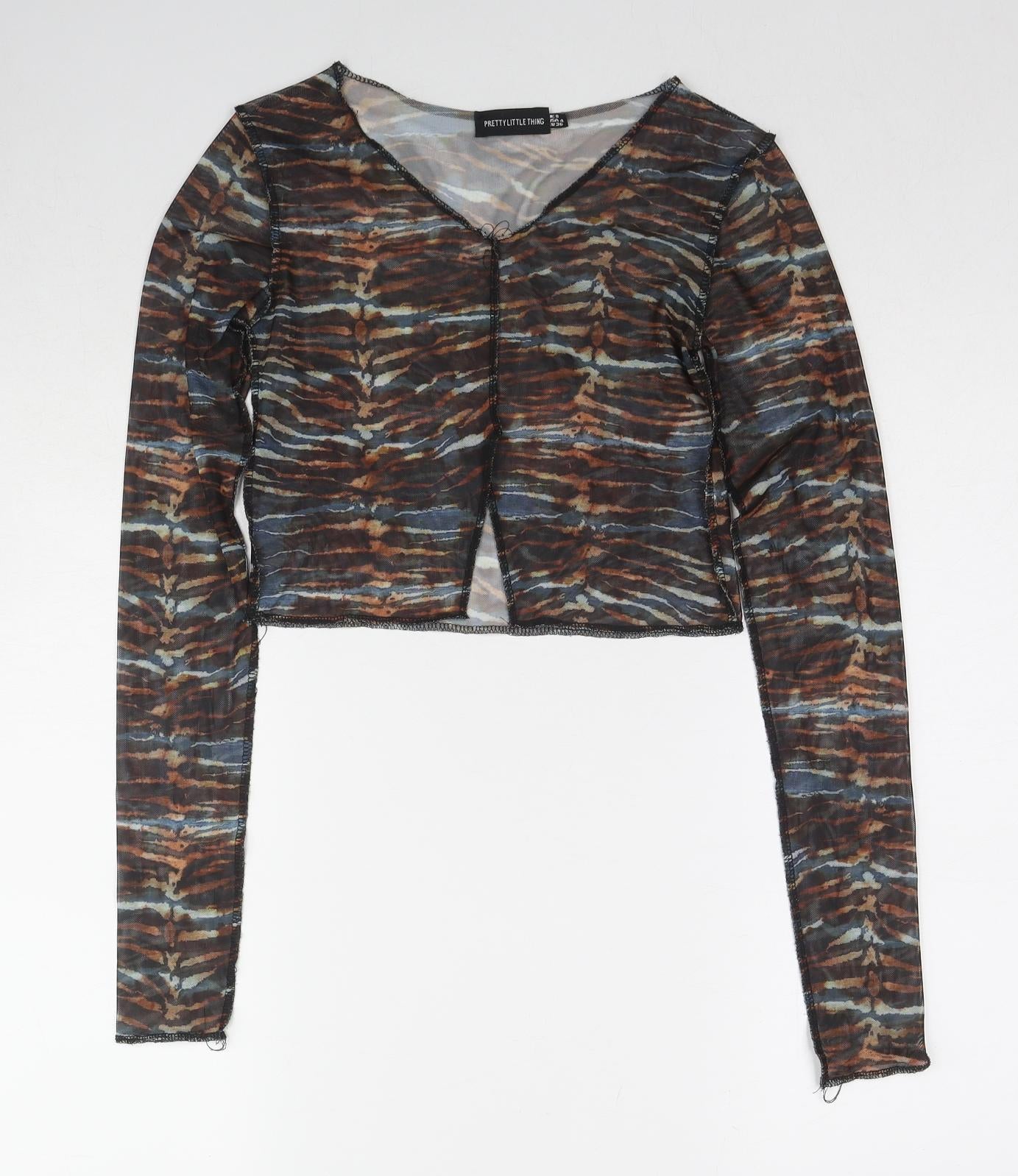 Womens UK Size 8 PRETTYLITTLETHING Multicoloured Cropped Blouse
