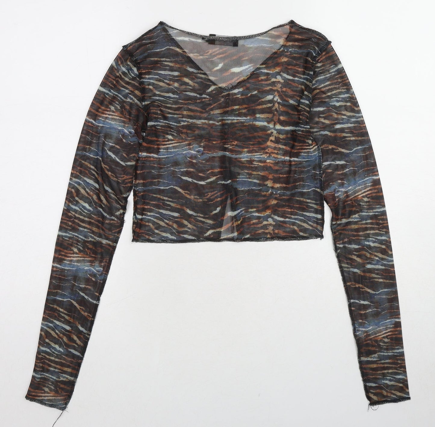 Womens UK Size 8 PRETTYLITTLETHING Multicoloured Cropped Blouse
