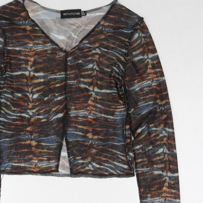 Womens UK Size 8 PRETTYLITTLETHING Multicoloured Cropped Blouse