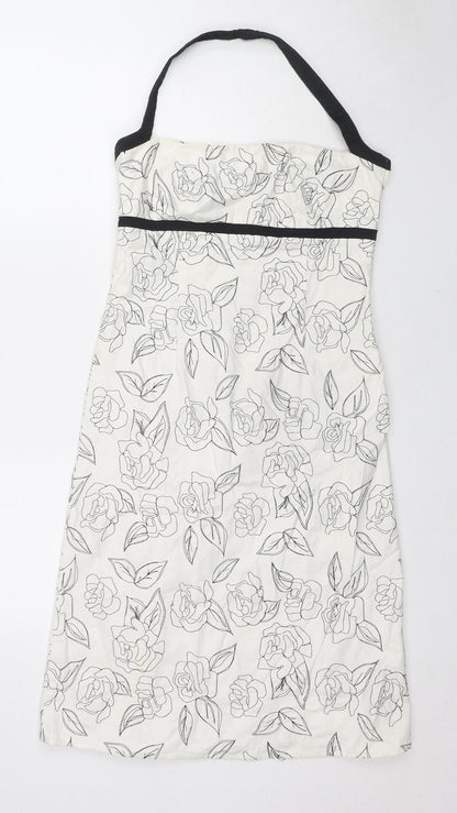 Principles Womens White Floral Cotton Pencil Dress Size 10 Halter Pullover