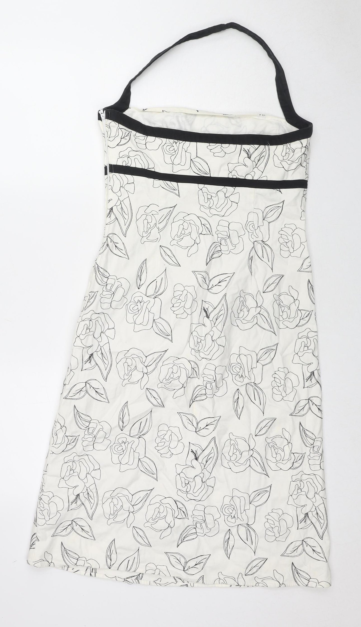 Principles Womens White Floral Cotton Pencil Dress Size 10 Halter Pullover