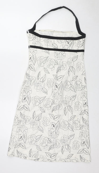 Principles Womens White Floral Cotton Pencil Dress Size 10 Halter Pullover