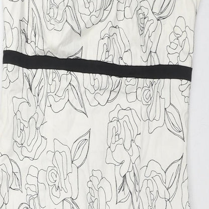 Principles Womens White Floral Cotton Pencil Dress Size 10 Halter Pullover