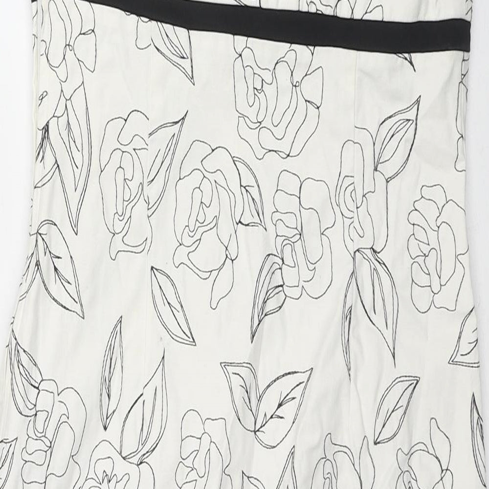 Principles Womens White Floral Cotton Pencil Dress Size 10 Halter Pullover