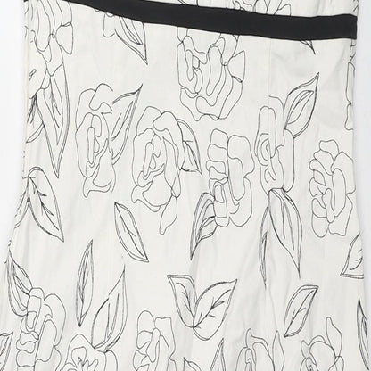 Principles Womens White Floral Cotton Pencil Dress Size 10 Halter Pullover