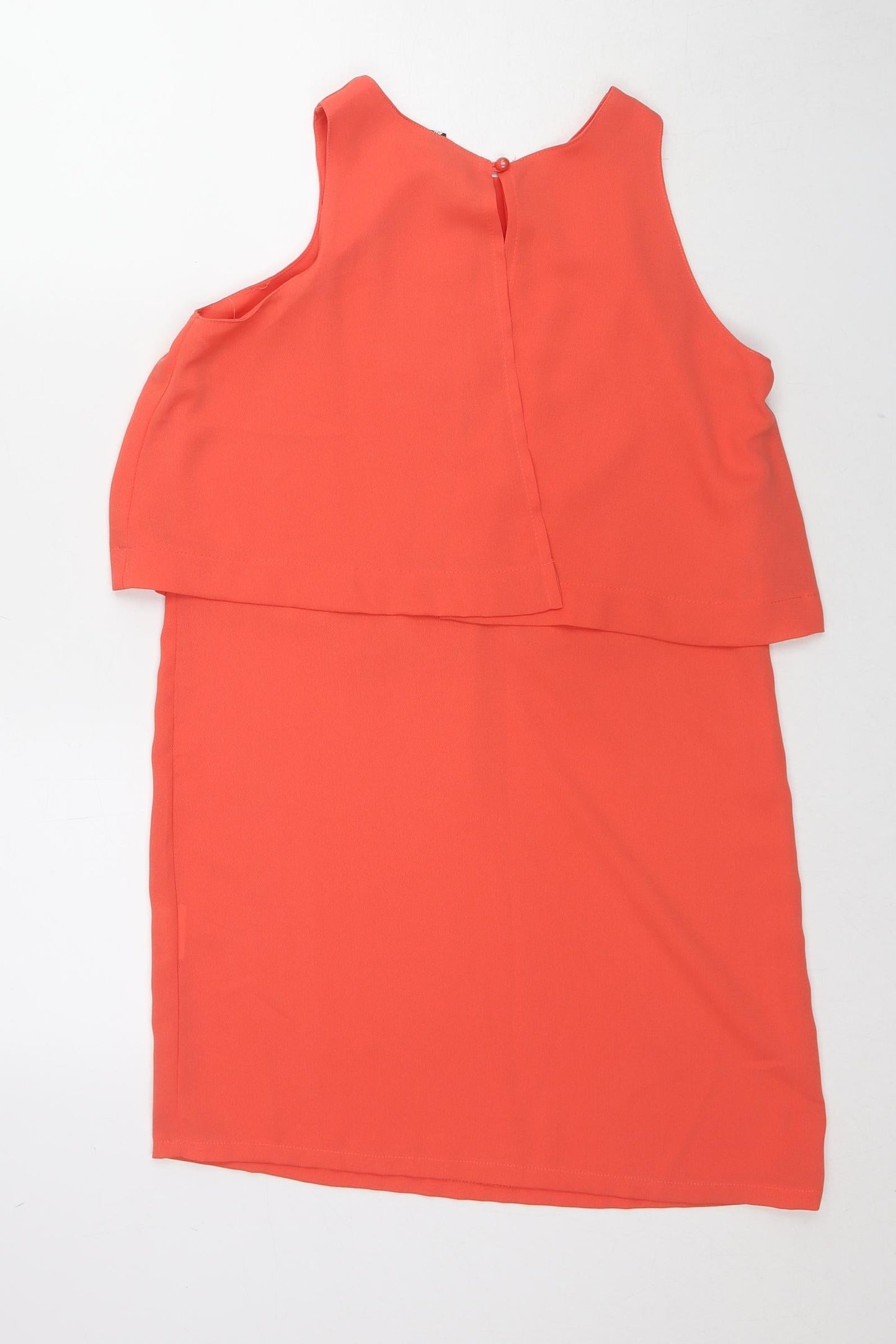 Influence Womens Red Polyester Mini Size 8 Round Neck Button - Layered