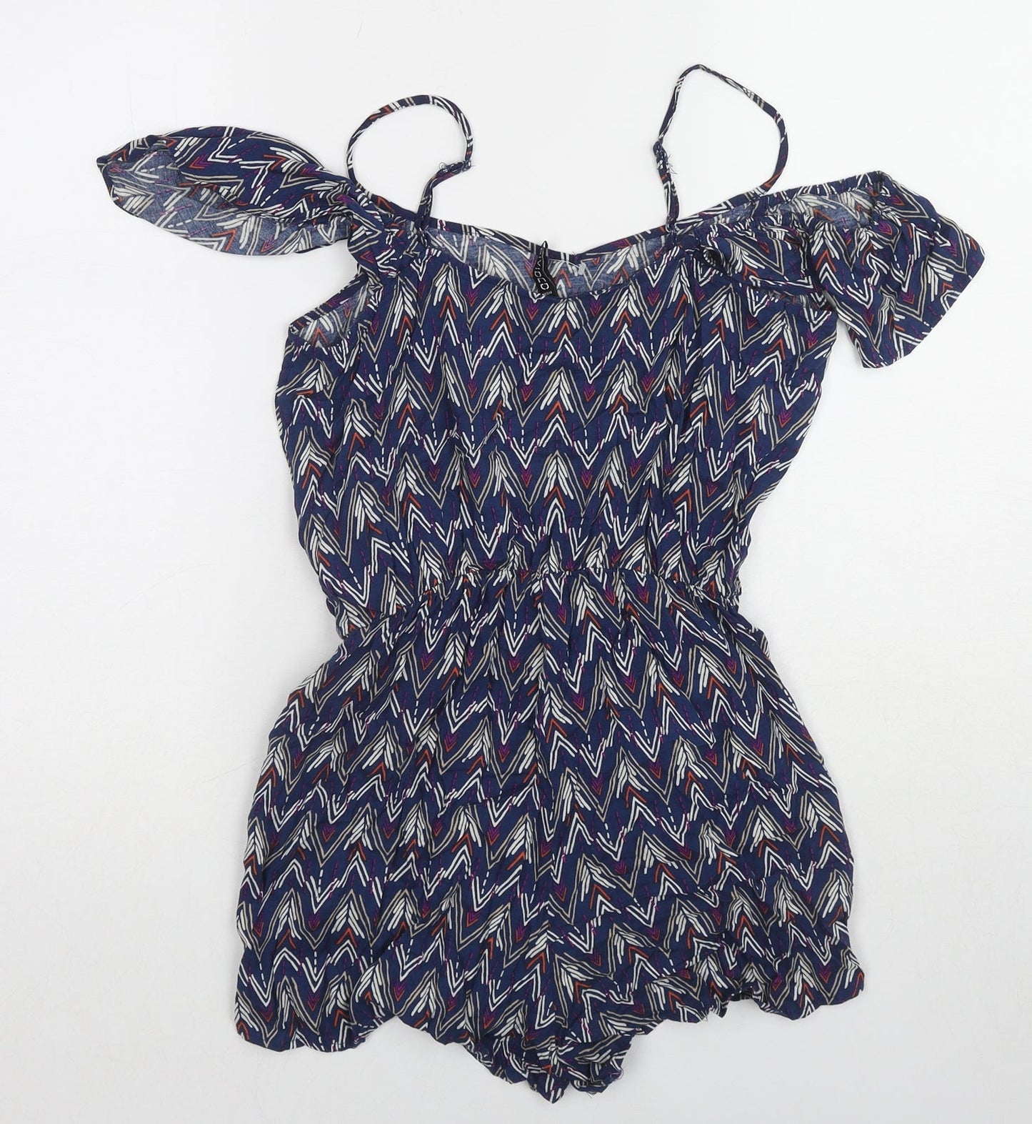 Divided by H&M Womens Blue Geometric Viscose Playsuit One-Piece Size 8 Pullover