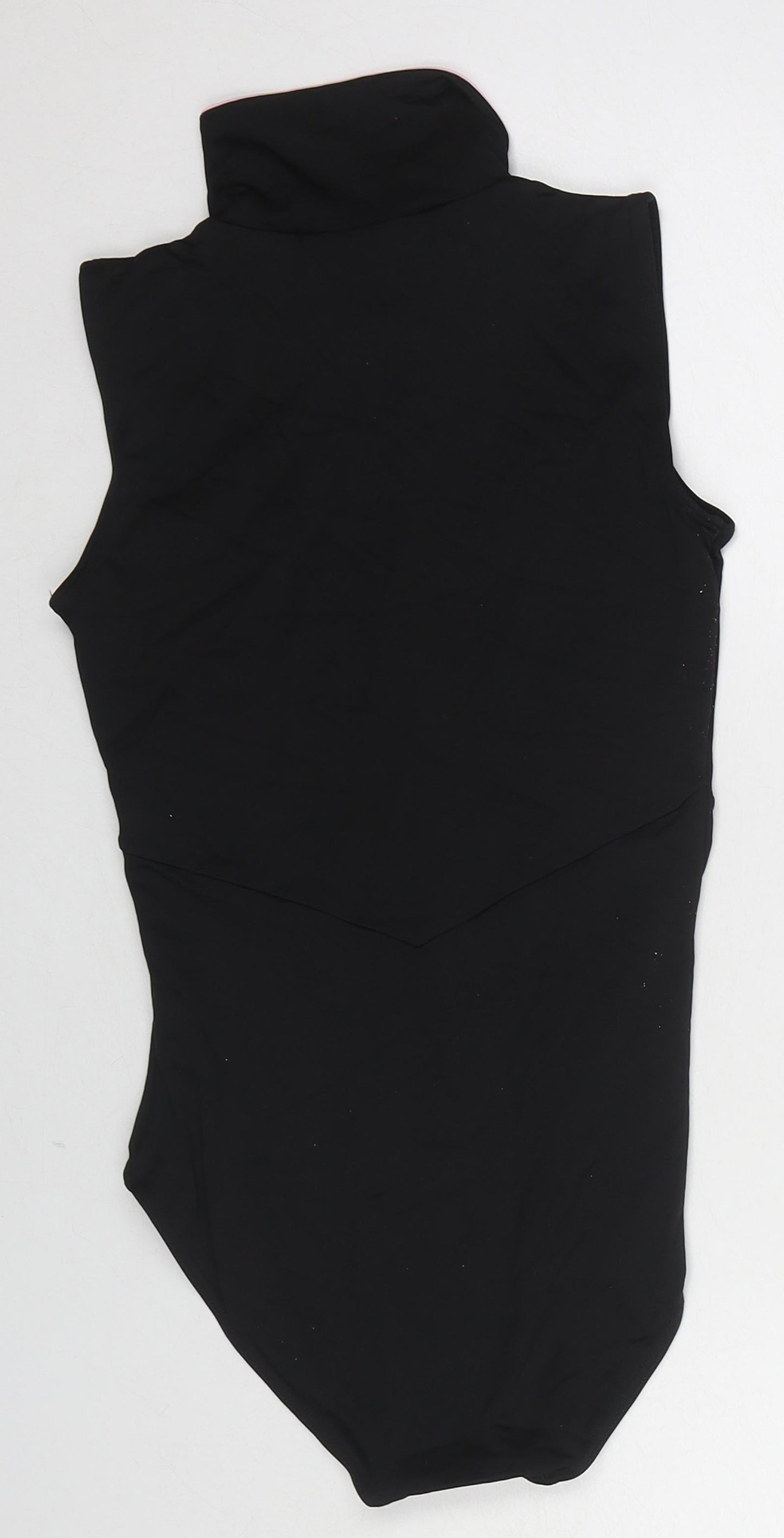Isabelle Ciaravola Womens Black Polyester Bodysuit One-Piece Size 12 Zip - Flower Detail