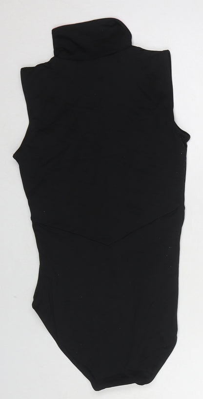 Isabelle Ciaravola Womens Black Polyester Bodysuit One-Piece Size 12 Zip - Flower Detail