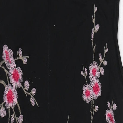 Isabelle Ciaravola Womens Black Polyester Bodysuit One-Piece Size 12 Zip - Flower Detail