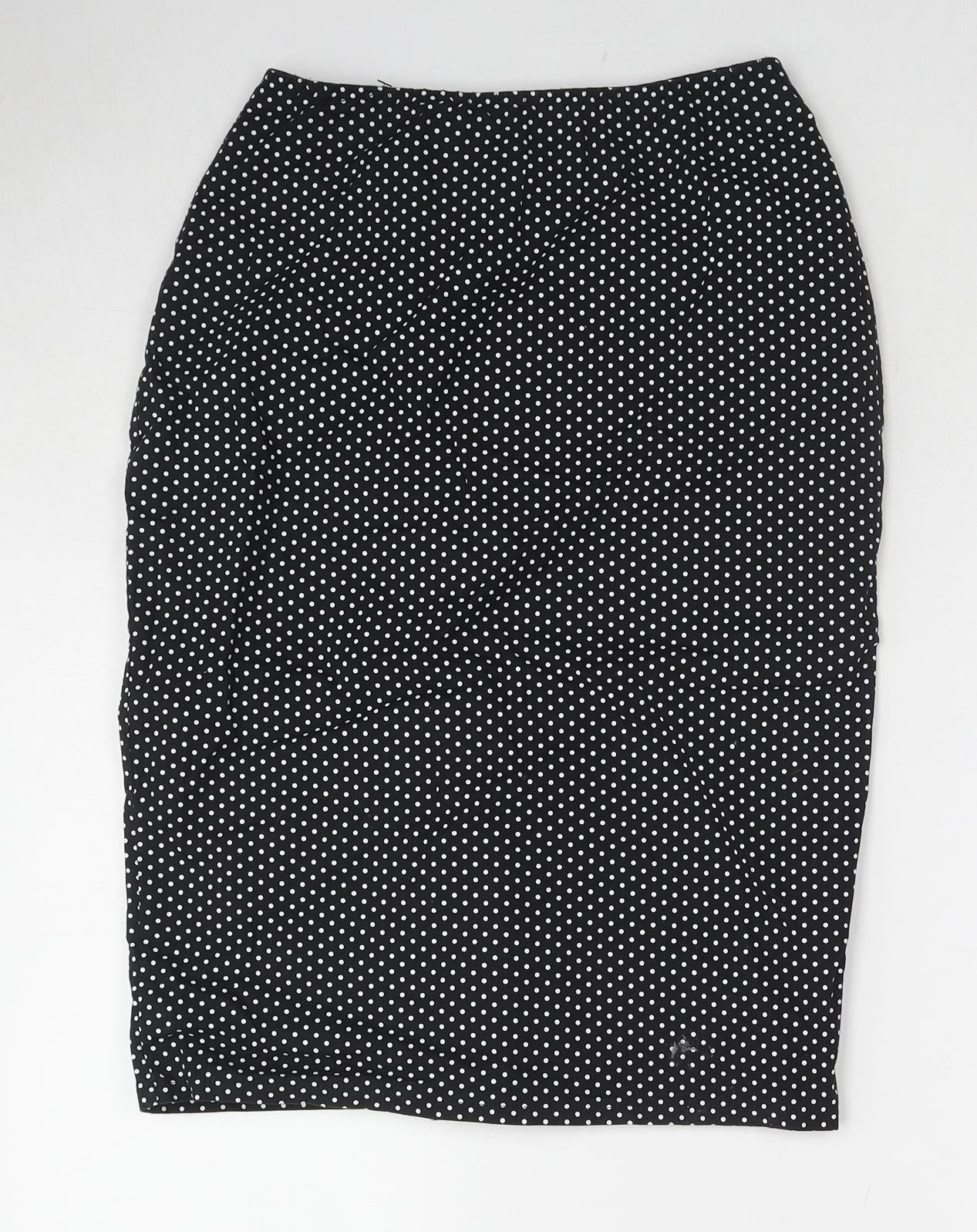 Baylis & Knight Womens Black Polka Dot Cotton Straight & Pencil Skirt Size 12 Zip