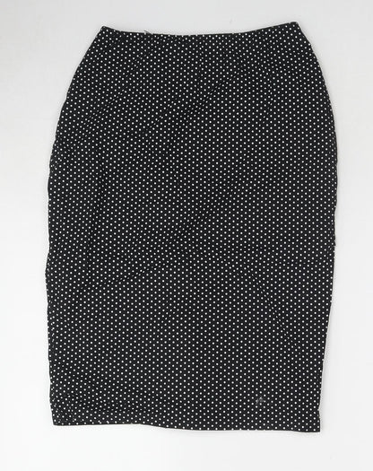 Baylis & Knight Womens Black Polka Dot Cotton Straight & Pencil Skirt Size 12 Zip