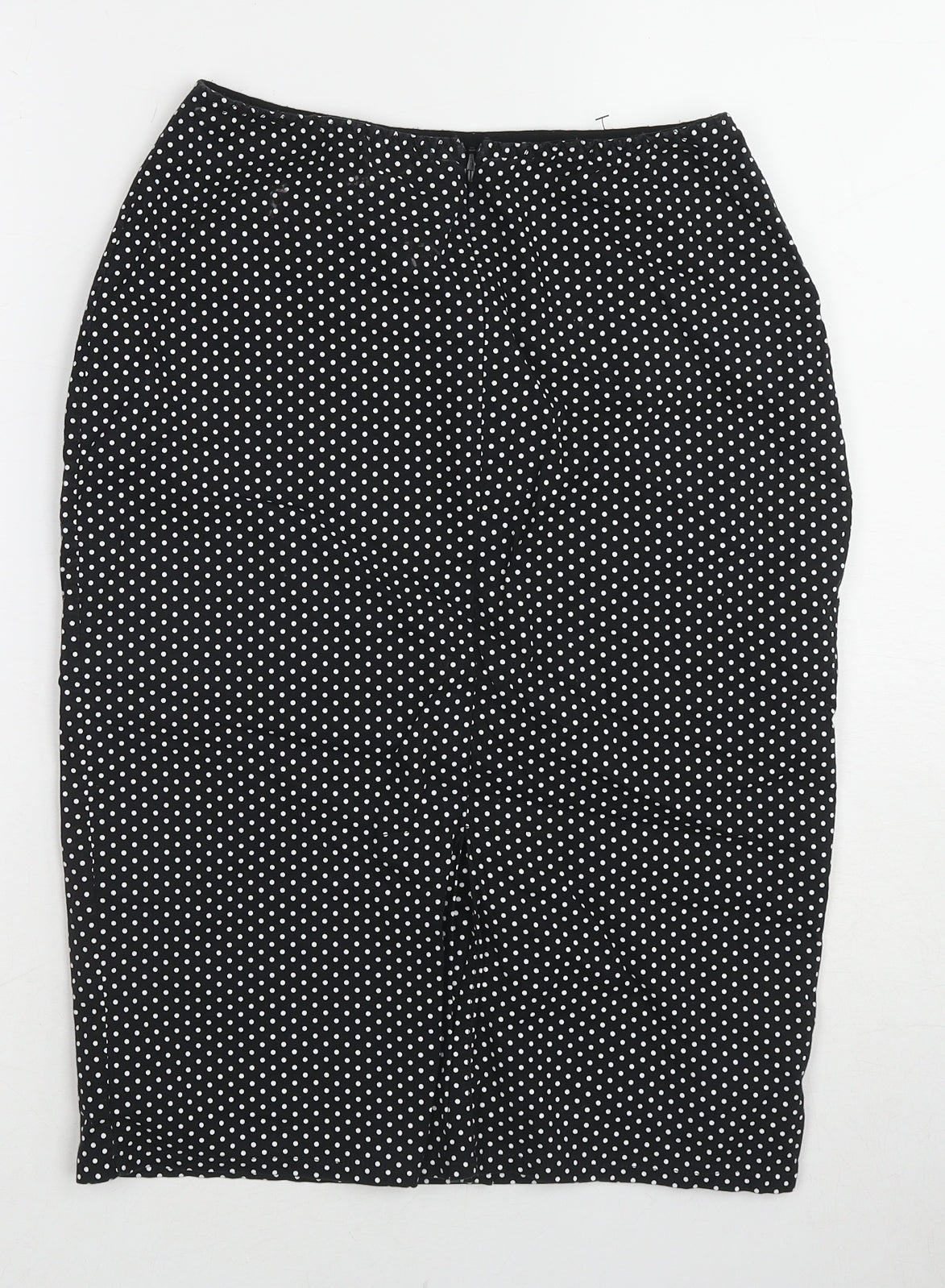 Baylis & Knight Womens Black Polka Dot Cotton Straight & Pencil Skirt Size 12 Zip