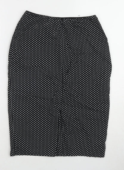 Baylis & Knight Womens Black Polka Dot Cotton Straight & Pencil Skirt Size 12 Zip