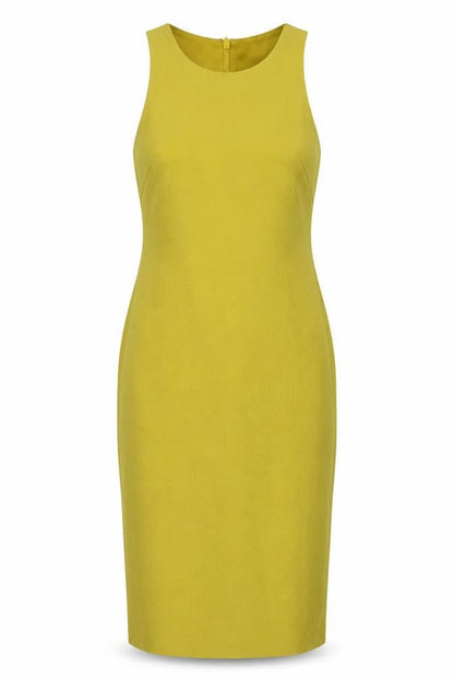 H&M Womens Yellow Polyester Shift Size 10 Round Neck Zip
