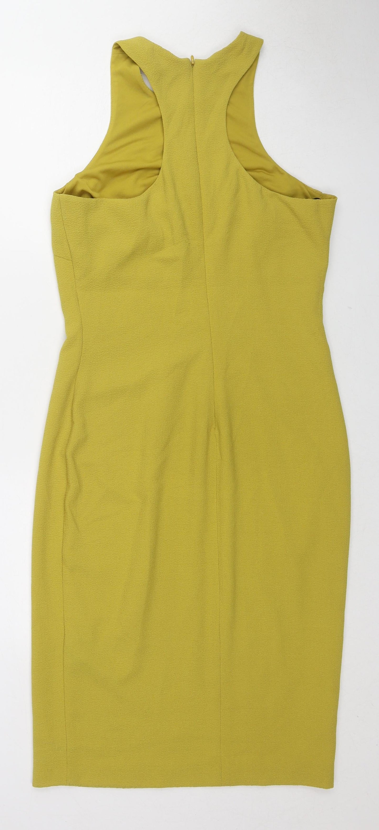 H&M Womens Yellow Polyester Shift Size 10 Round Neck Zip