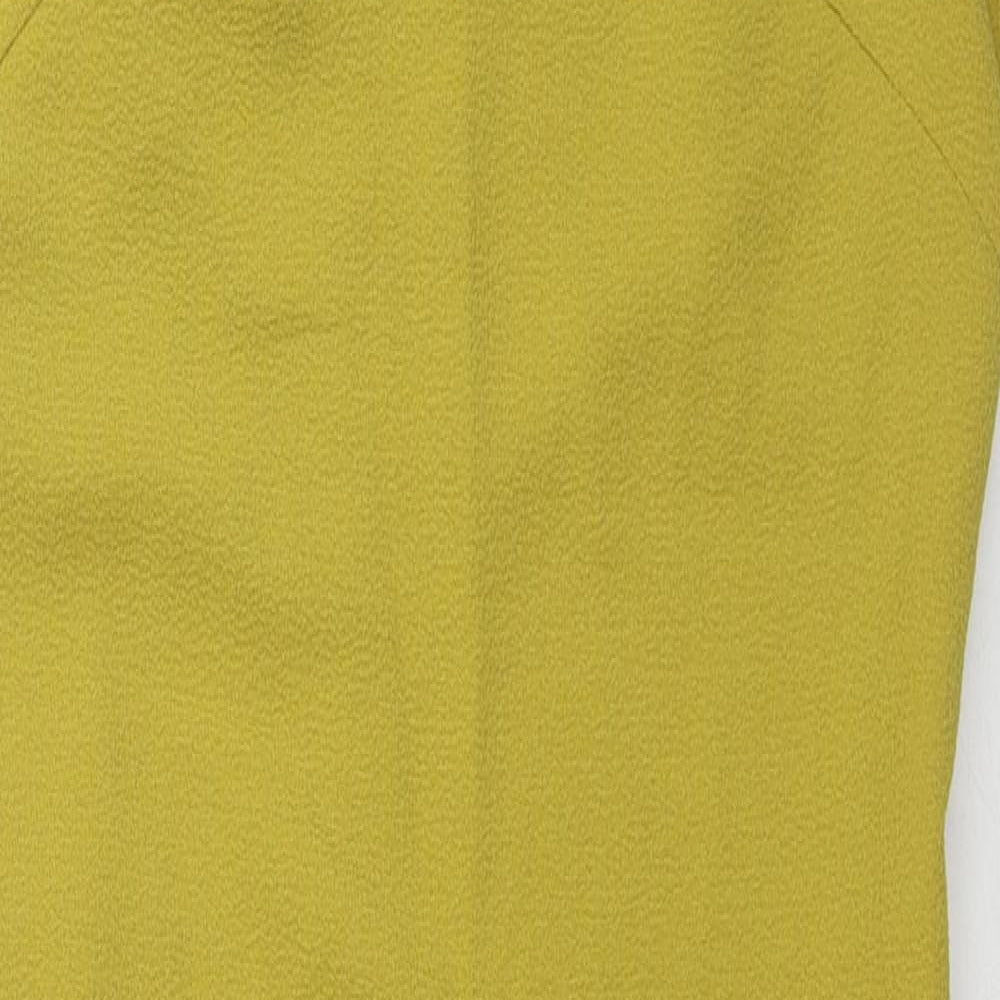 H&M Womens Yellow Polyester Shift Size 10 Round Neck Zip
