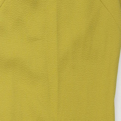 H&M Womens Yellow Polyester Shift Size 10 Round Neck Zip