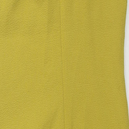 H&M Womens Yellow Polyester Shift Size 10 Round Neck Zip