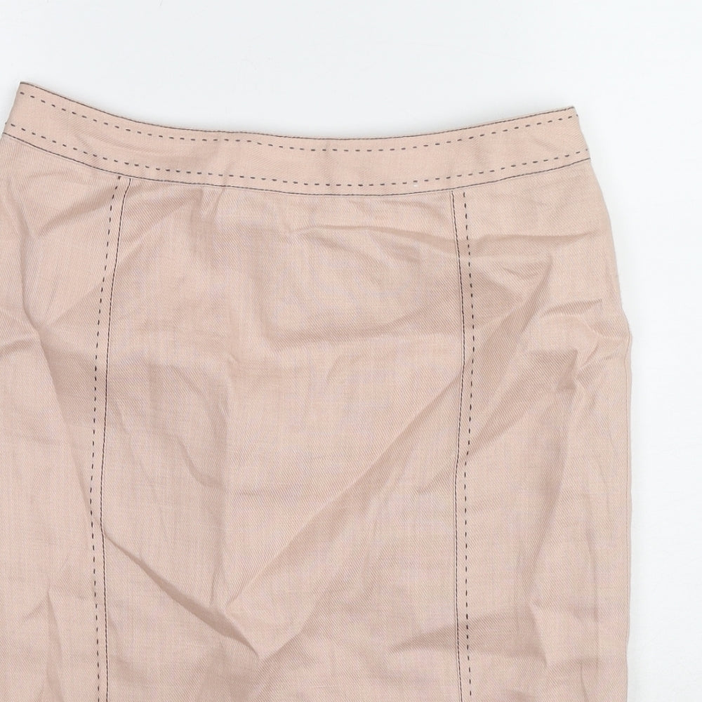 NEXT Womens Pink Ramie A-Line Skirt Size 8 Zip