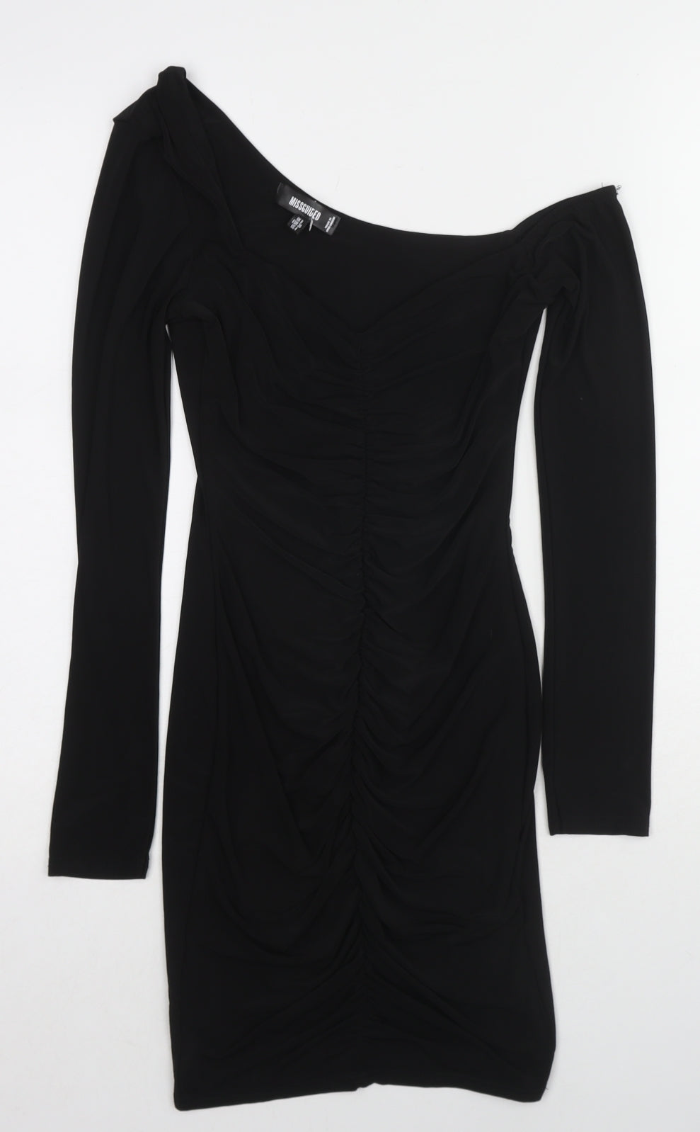 Missguided Womens Black Polyester Shift Size 8 One Shoulder Pullover - Asymmetric Neckline