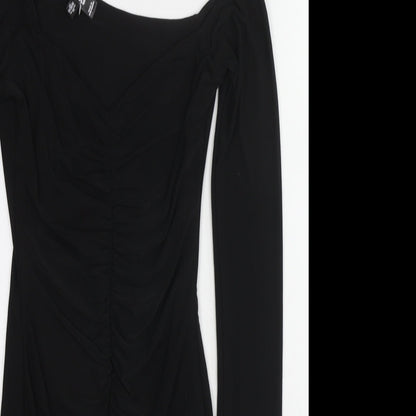 Missguided Womens Black Polyester Shift Size 8 One Shoulder Pullover - Asymmetric Neckline