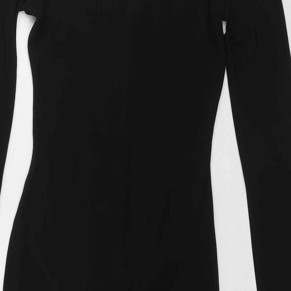 Missguided Womens Black Polyester Shift Size 8 One Shoulder Pullover - Asymmetric Neckline