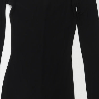 Missguided Womens Black Polyester Shift Size 8 One Shoulder Pullover - Asymmetric Neckline