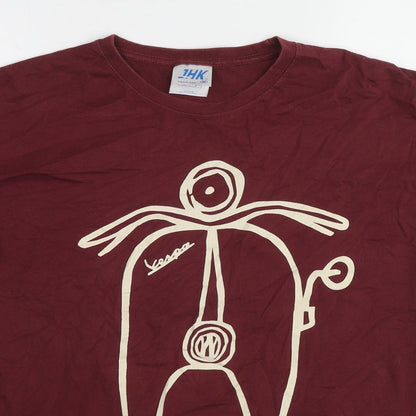JHK Mens Red Cotton T-Shirt Size M Round Neck