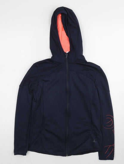 DECATHLON Girls Blue Polyester Full Zip Hoodie Size 12-13 Years Zip