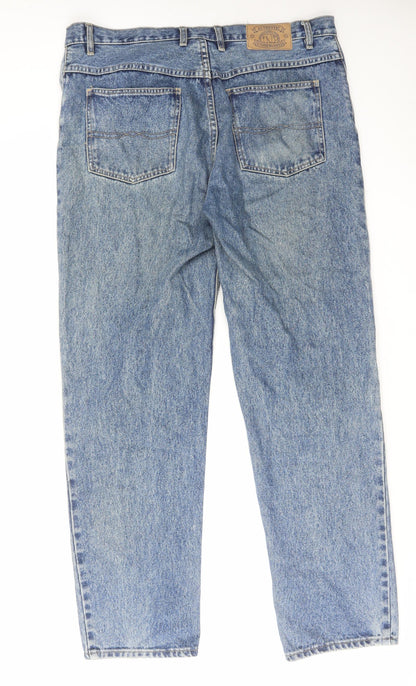 Casual Mens Blue Cotton Tapered Jeans Size 38 in L32 in Regular Zip