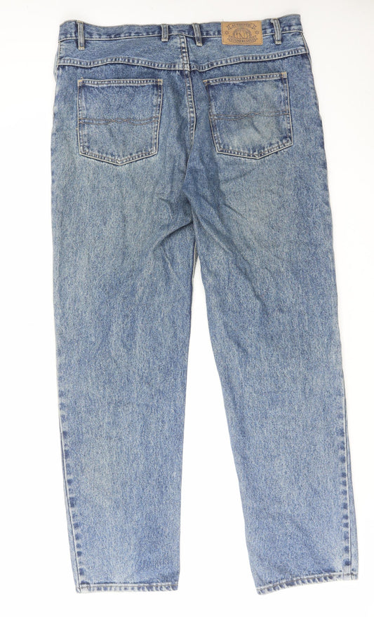 Casual Mens Blue Cotton Tapered Jeans Size 38 in L32 in Regular Zip