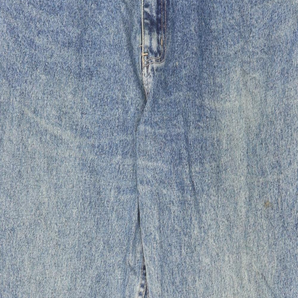 Casual Mens Blue Cotton Tapered Jeans Size 38 in L32 in Regular Zip
