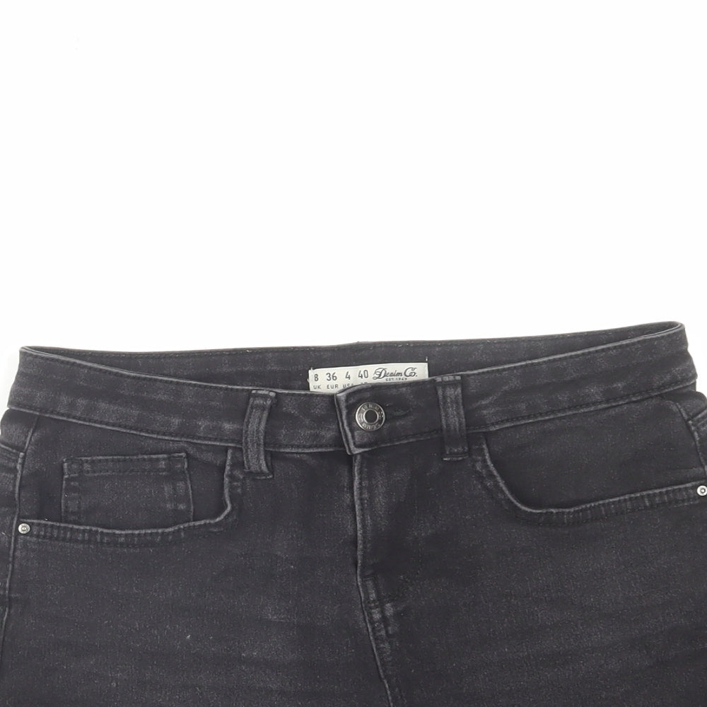 Denim & Co. Womens Black Cotton Boyfriend Shorts Size 8 L4 in Regular Zip