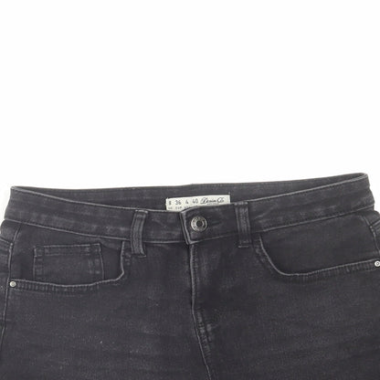 Denim & Co. Womens Black Cotton Boyfriend Shorts Size 8 L4 in Regular Zip