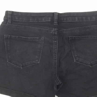 Denim & Co. Womens Black Cotton Boyfriend Shorts Size 8 L4 in Regular Zip