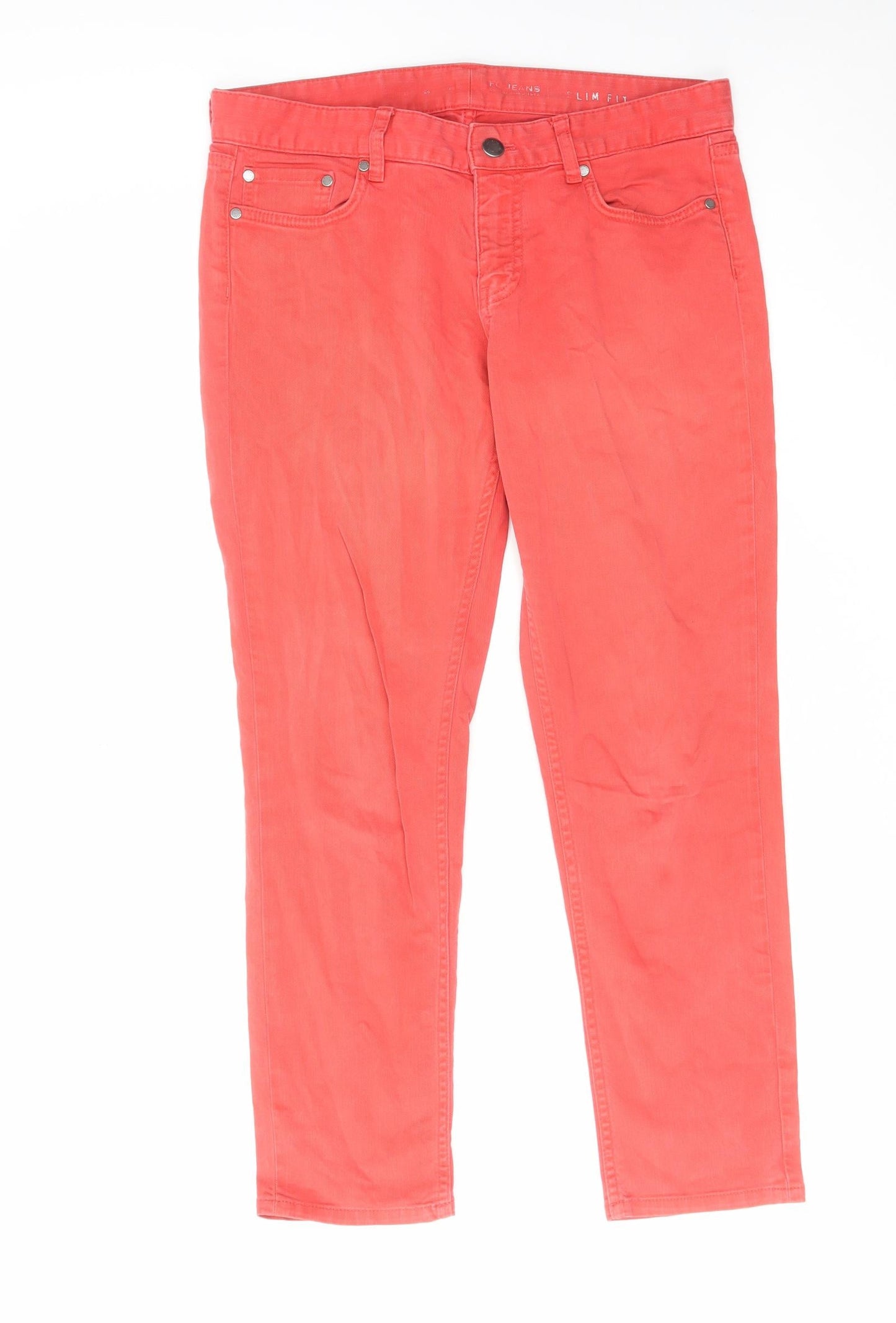 FC Jeans Womens Pink Cotton Straight Jeans Size 32 in L26 in Slim Zip