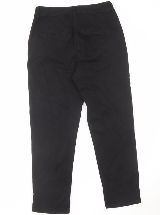 Denim & Co. Womens Black Cotton Straight Jeans Size 10 L28 in Regular Zip