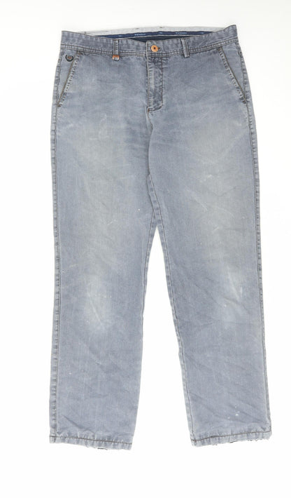 Wemsley Mens Blue Cotton Straight Jeans Size 32 in L30 in Regular Zip