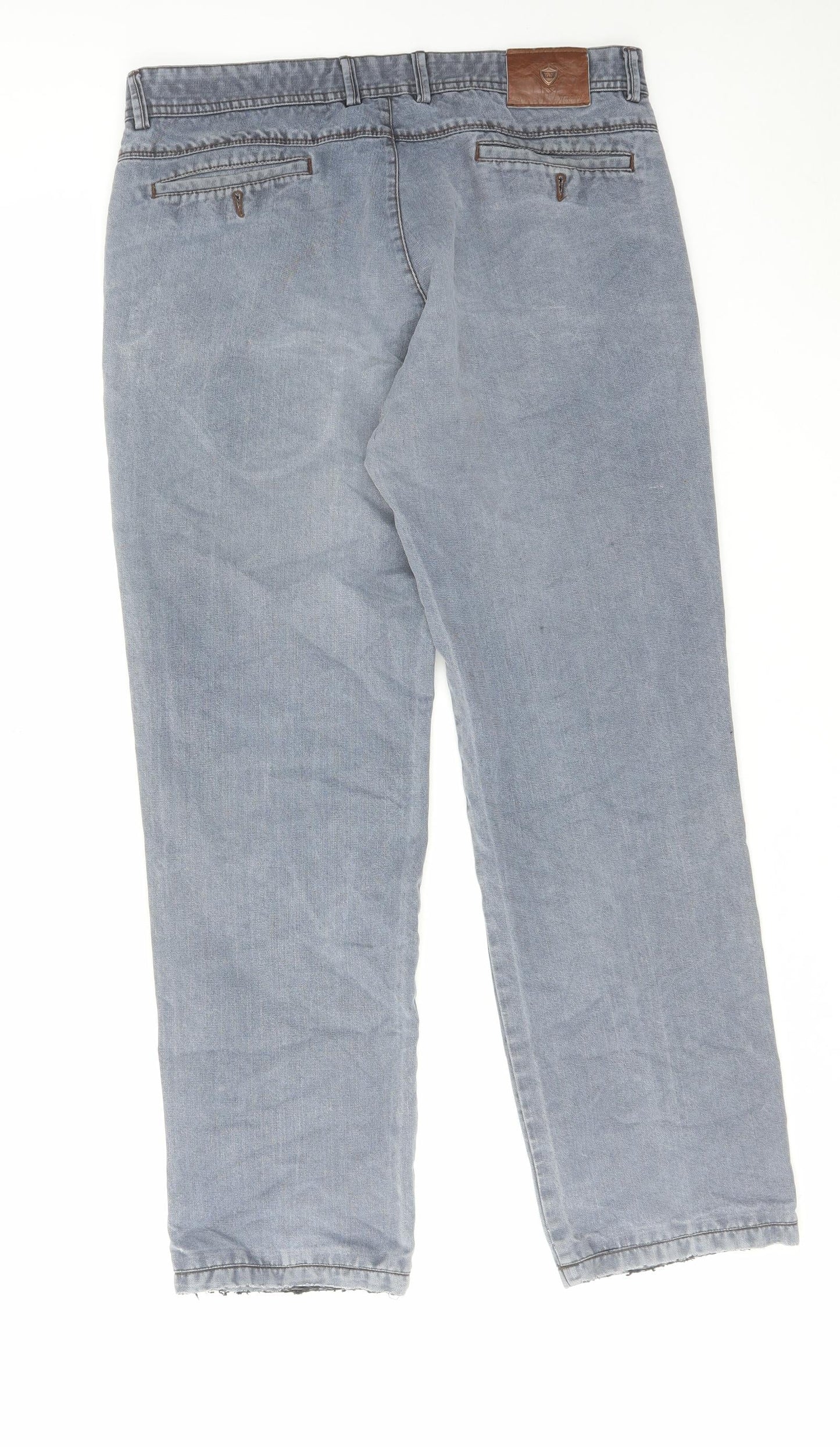 Wemsley Mens Blue Cotton Straight Jeans Size 32 in L30 in Regular Zip