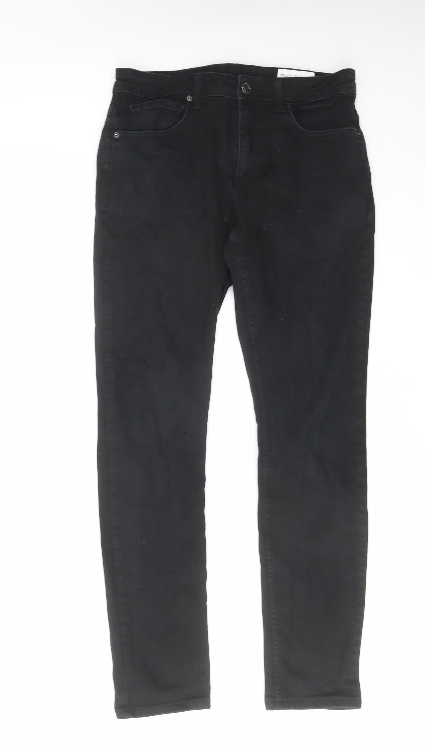 Denim & Co. Mens Black Cotton Skinny Jeans Size 32 in L32 in Slim Zip