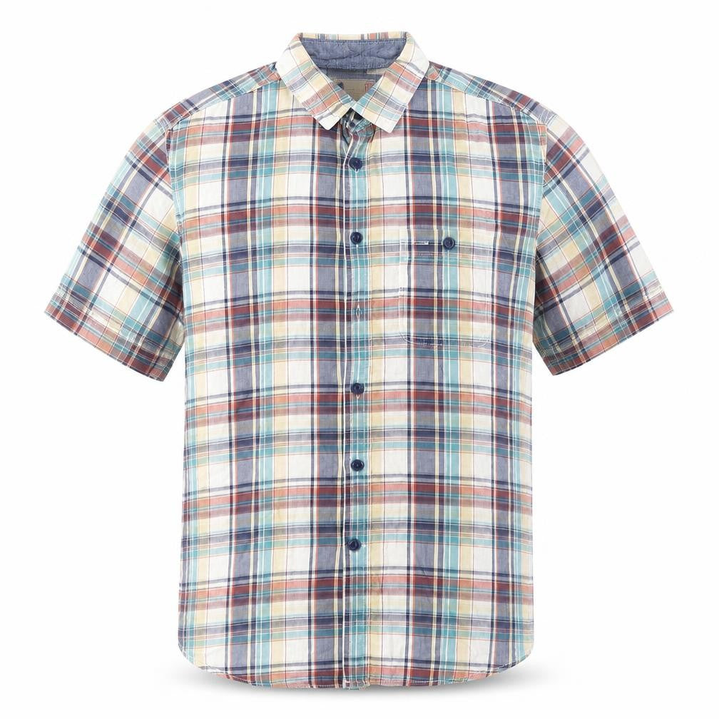 Marks and Spencer Mens Multicoloured Plaid Cotton Button-Up Size M Collared Button