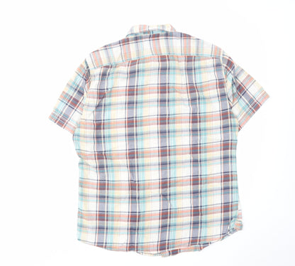 Marks and Spencer Mens Multicoloured Plaid Cotton Button-Up Size M Collared Button