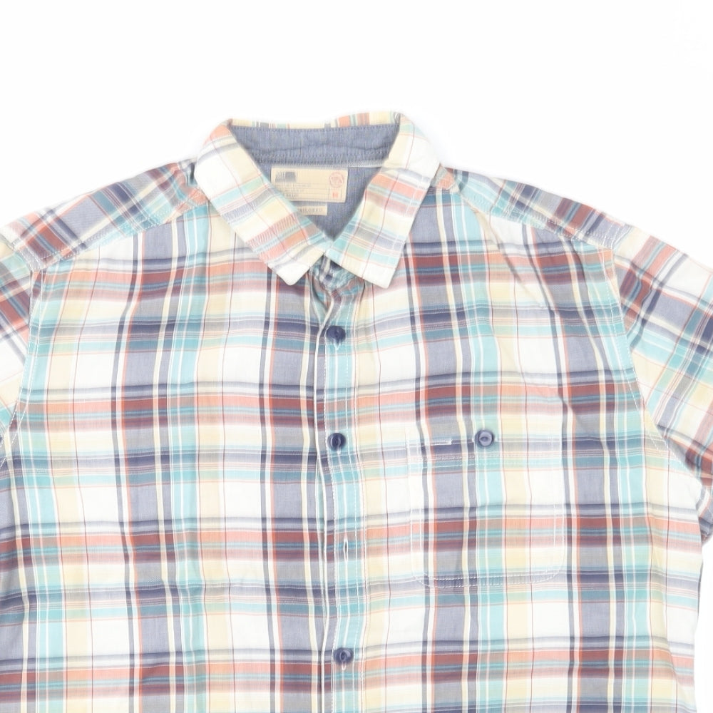Marks and Spencer Mens Multicoloured Plaid Cotton Button-Up Size M Collared Button