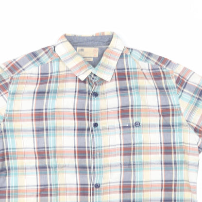 Marks and Spencer Mens Multicoloured Plaid Cotton Button-Up Size M Collared Button